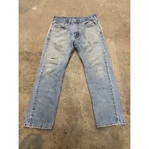 Levis 505 Jeans Mens 33x29 Light Wash Distressed Straight Zip Fly PC9 00505-4891